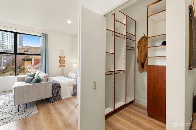 bedroom featuring light hardwood / wood-style floors