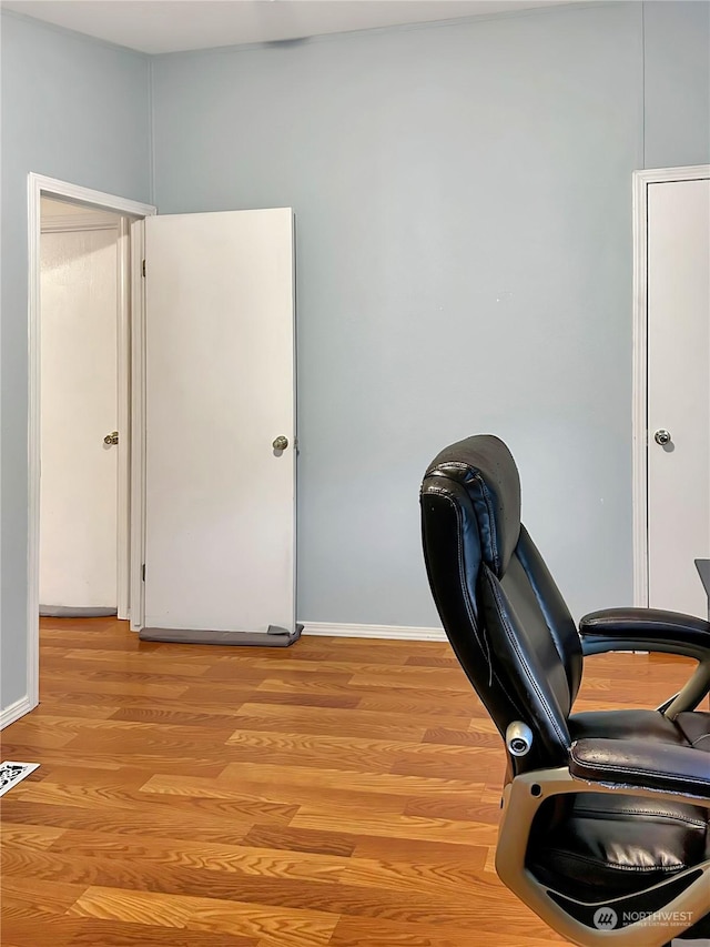 office area featuring light wood-type flooring