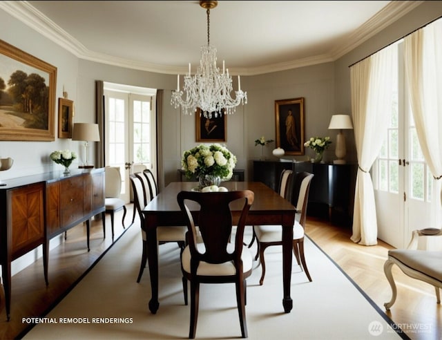 1021 34th Ave E, Seattle, WA 98112 - dining area featuring a chandelier and ornamental molding