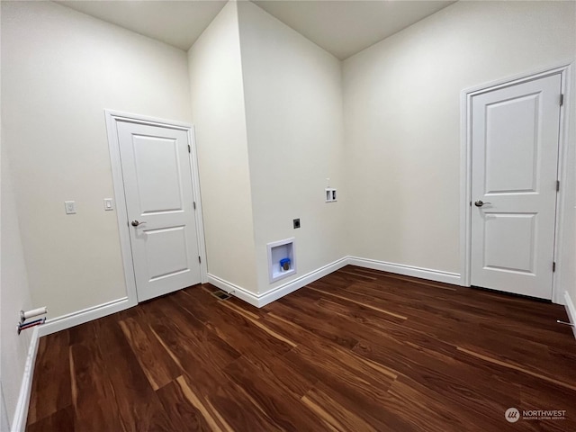 laundry room with dark hardwood / wood-style floors, washer hookup, and hookup for an electric dryer