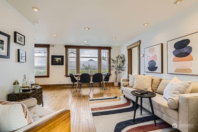 living room with wood-type flooring