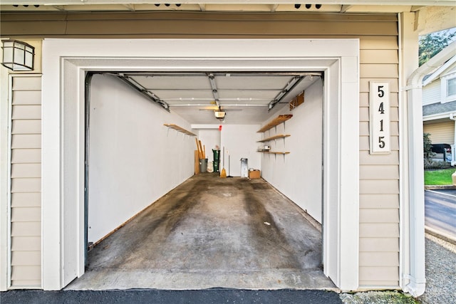 garage with a garage door opener