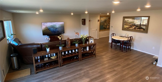 dining area featuring dark hardwood / wood-style flooring