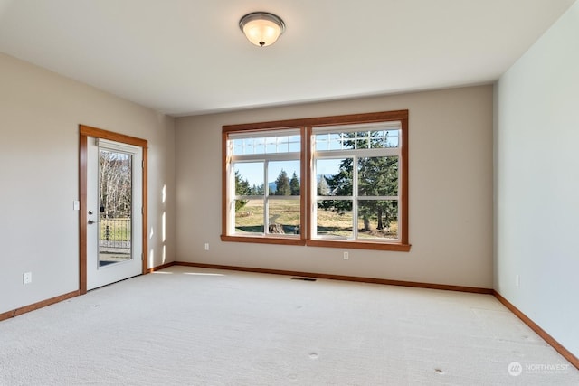 spare room with light carpet