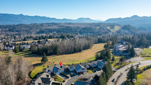 bird's eye view featuring a mountain view