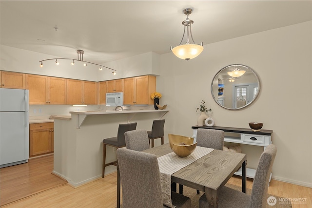 dining area with light hardwood / wood-style flooring