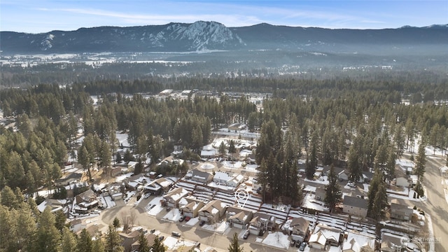 birds eye view of property with a mountain view