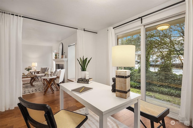 dining area featuring hardwood / wood-style floors