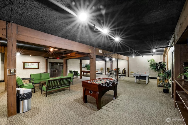 recreation room with carpet