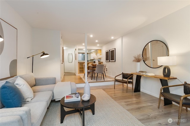 living room featuring light hardwood / wood-style flooring