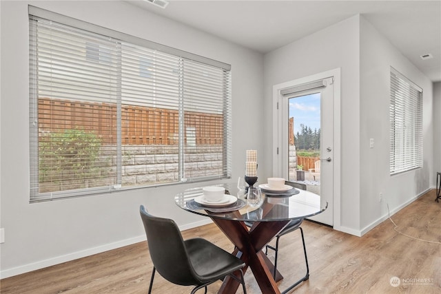 dining room with light hardwood / wood-style floors