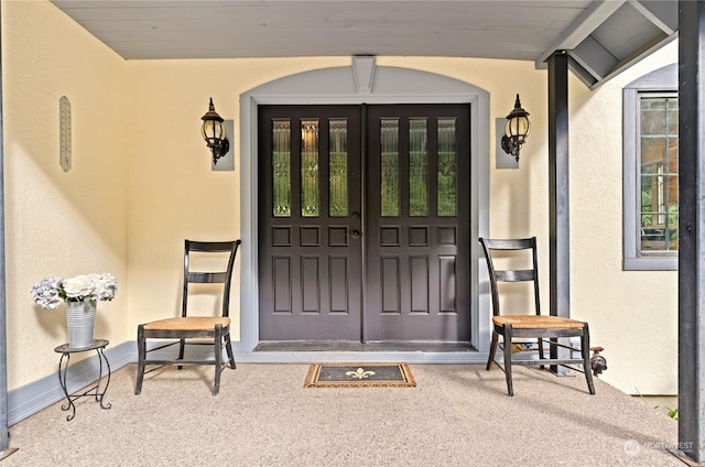 doorway to property featuring french doors