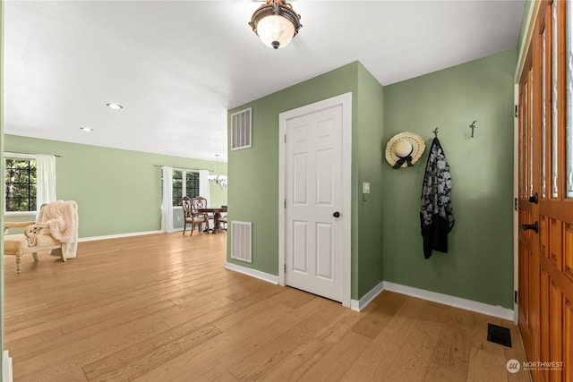 foyer entrance featuring light hardwood / wood-style floors