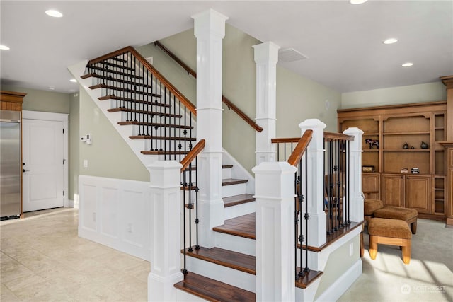 stairs with decorative columns