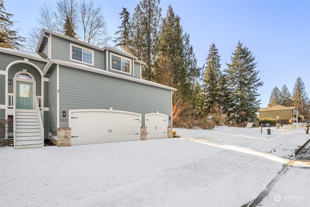 exterior space with a garage