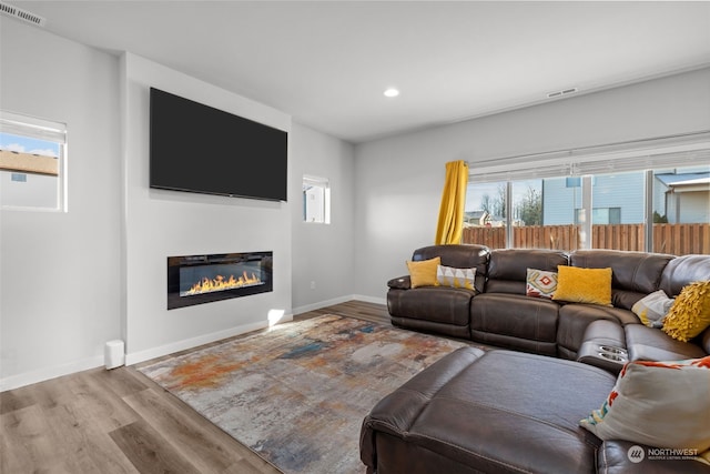 living room featuring light hardwood / wood-style flooring