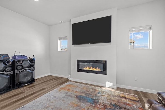 laundry room with hardwood / wood-style flooring