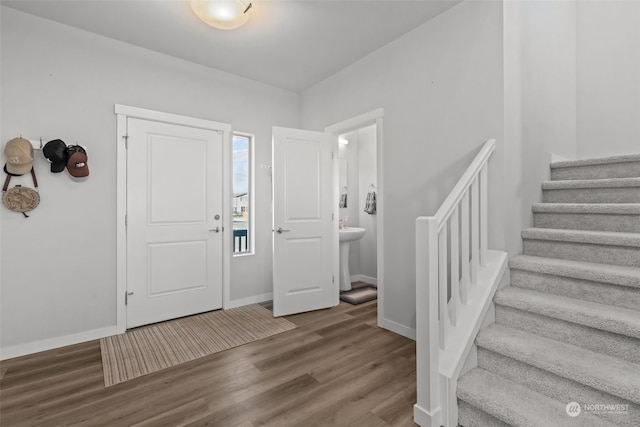 entrance foyer with hardwood / wood-style flooring