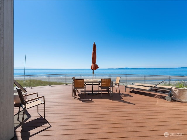 deck with a water view