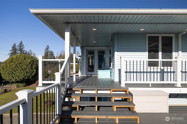 wooden terrace with covered porch