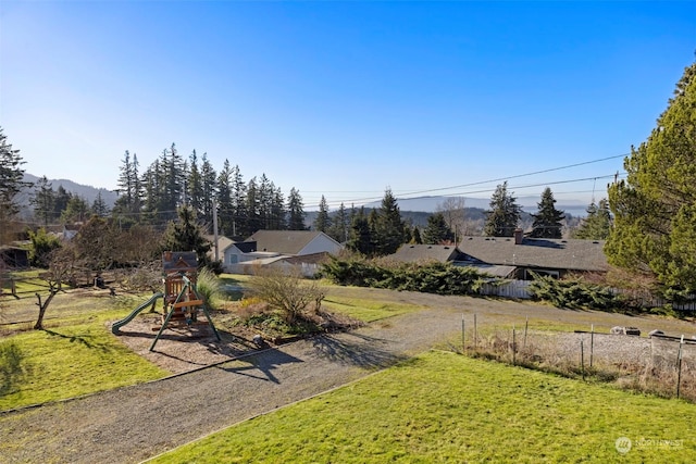 view of yard featuring a playground