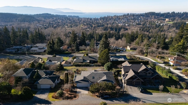 drone / aerial view with a mountain view