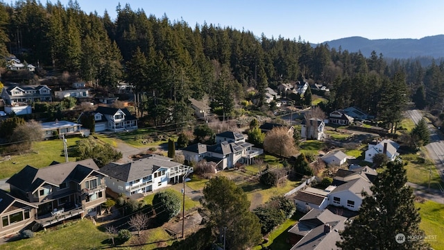 bird's eye view with a mountain view