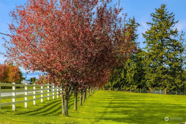 surrounding community with a lawn and a rural view