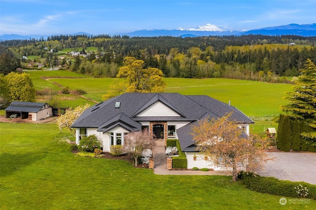 bird's eye view featuring a mountain view