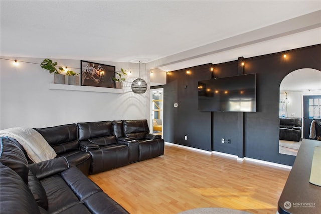 living room featuring hardwood / wood-style flooring