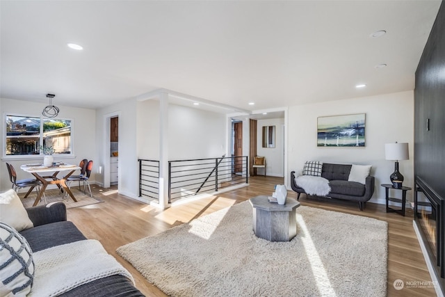 living room featuring light hardwood / wood-style floors