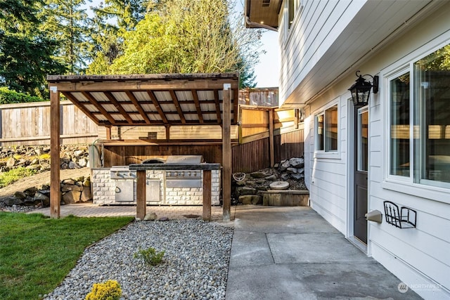 view of patio with an outdoor kitchen