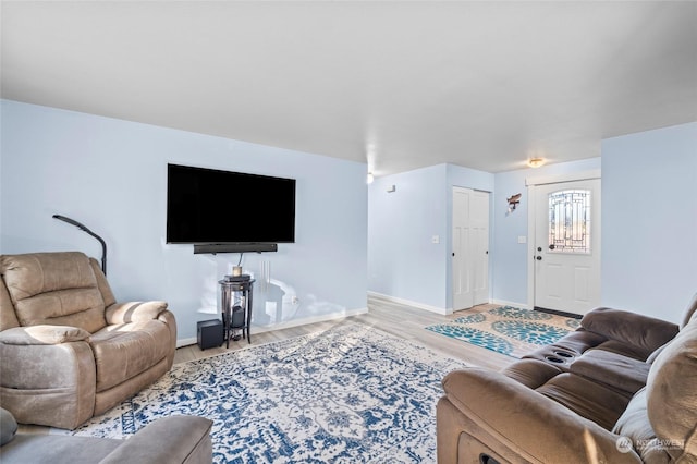 living room featuring light hardwood / wood-style flooring