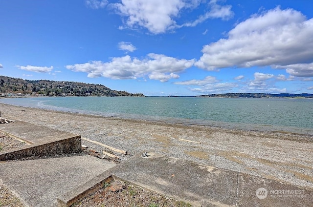 view of water feature featuring a beach view