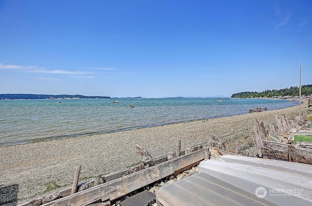 property view of water with a beach view