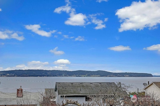 view of water feature with a mountain view