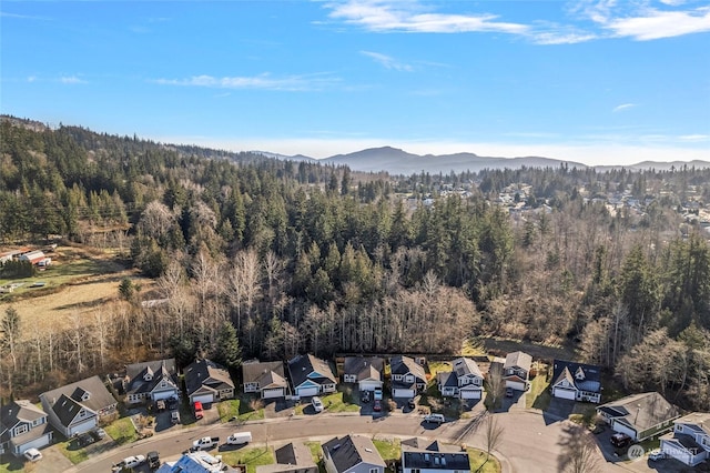 aerial view with a mountain view