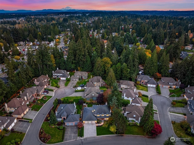 view of aerial view at dusk