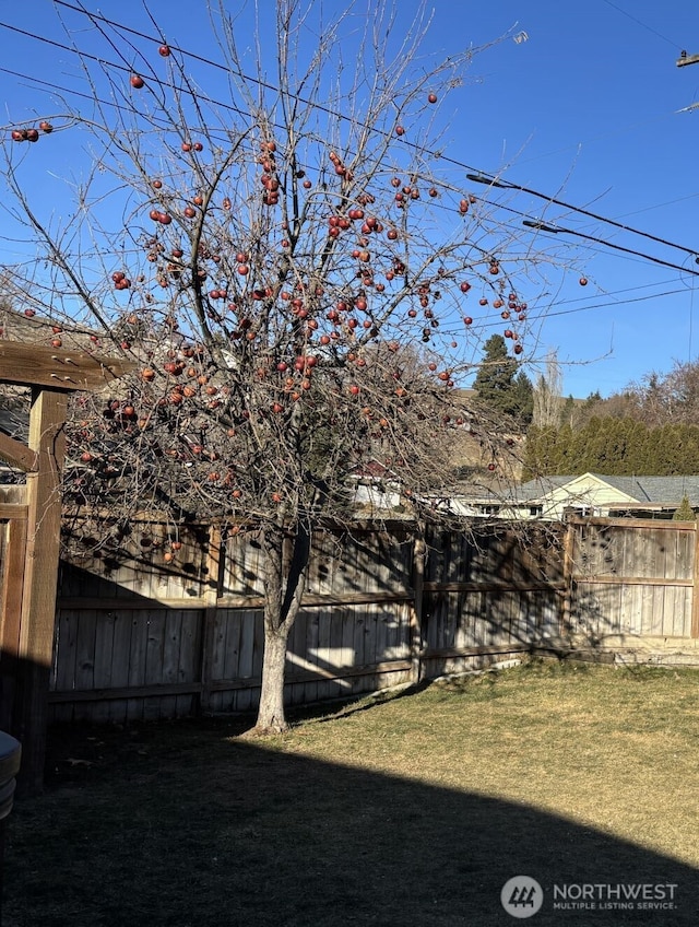 view of yard featuring fence