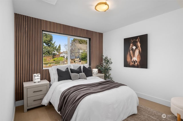 bedroom featuring light hardwood / wood-style flooring