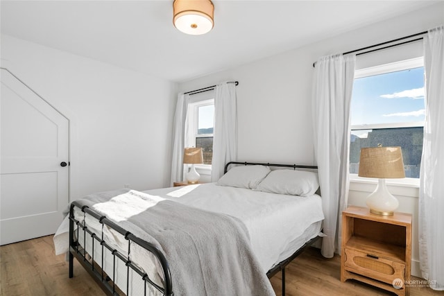 bedroom with hardwood / wood-style floors