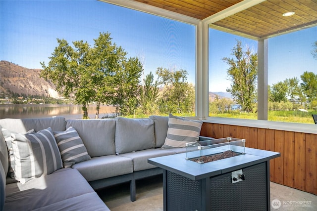 33 Hard Cider Dr, Oroville, WA 98844 - view of patio / terrace featuring an outdoor living space with a fire pit and a mountain view