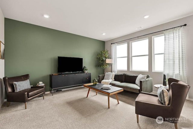 living room featuring carpet floors