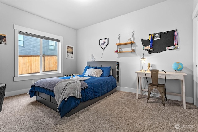 bedroom featuring carpet