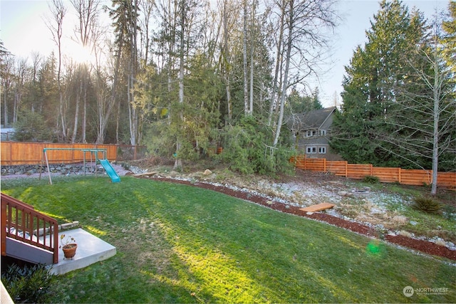 view of yard with a playground