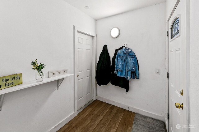 foyer entrance with dark hardwood / wood-style flooring