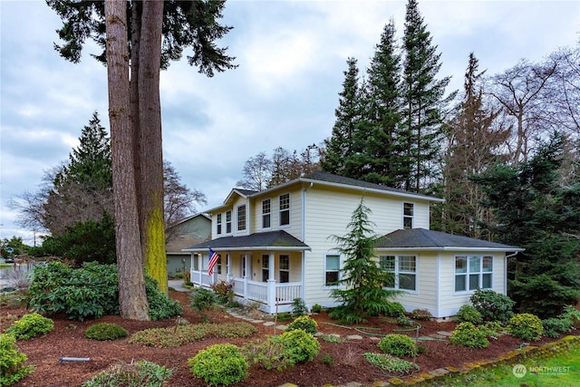 view of front facade featuring covered porch