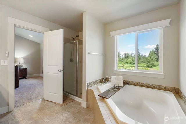 bathroom with plus walk in shower