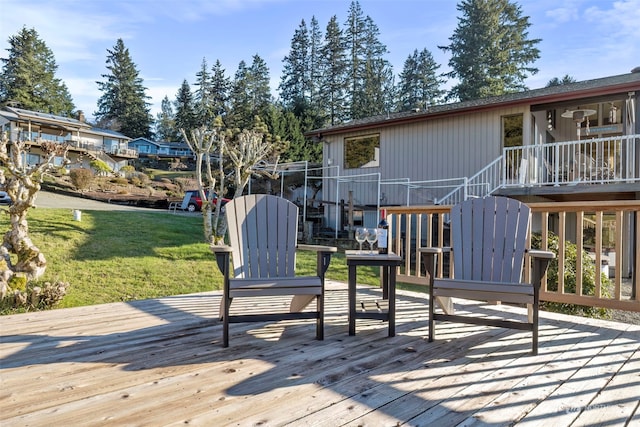 deck featuring a yard