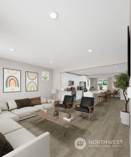 living room featuring light hardwood / wood-style flooring